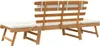 The back view of a wooden garden bench with white cushions. Náhľad obrázku produktu