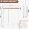 ZMH závěsné světlo bílé 4 plameny dřevo jídelní stůl LED Náhled obrázku produktu 3