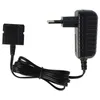 A black power adapter with a coiled black cable and a black connector. The adapter has a European-style plug. Produktbild-Vorschau