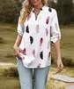 ASKSA Damen Bluse V-Ausschnitt Chiffon Drucken Oberteile Produktbild-Vorschau 3