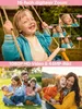 Collage of images showing children on a swing, a family in a park, and two women with a child, with text overlays highlighting camera features. Produktbild-Vorschau