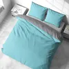 Bettwäsche 240x220 cm Baumwolle Türkis Grau gestreift Produktbild-Vorschau 2