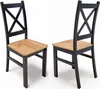 Two wooden chairs with black frames and natural wood seats are shown against a white background. Produktbild-Vorschau