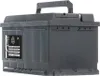 A dark gray car battery with a handle on top, shown from a side-diagonal angle. Produktbild-Vorschau