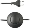 A black power cord with a plug and a foot-operated dimmer switch. Produktbild-Vorschau