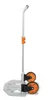 A side view of a foldable hand truck with a telescopic handle and orange wheels, presented on a white background. Náhled obrázku produktu