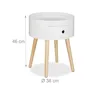 Relaxdays Beistelltisch rund, Schublade, Holzbeine, Produktbild-Vorschau 4