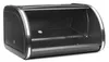 A black roll-top bread bin with silver trim. Podgląd zdjęcia produktu