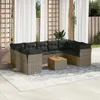 10-tlg. Garten-Sofagarnitur mit Kissen Grau Poly Rattan Produktbild-Vorschau 1
