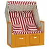 Möbel Strandkorb mit Kissen Poly Rattan und Massivholz Rot Produktbild-Vorschau 2