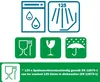 A collection of icons and text related to product durability and care instructions. Produktbild-Vorschau