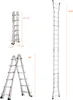 Collage of a multi-position ladder shown in different configurations and with dimensions. Podgląd zdjęcia produktu