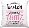 Trendation - Tante 2022 Du Wirst Tante Geschenk Deko-Kissen Produktbild-Vorschau 1