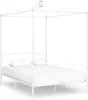 vidaXL Struttura letto a baldacchino in metallo bianco 120 Anteprima dell’immagine prodotto 5