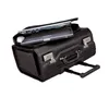 A black leather briefcase with a laptop and mouse on top, set against a white background. Voir les images du produit