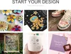 A collage of various creative DIY and art-related images, including painted rocks, a drawing, decorated shoes, a wedding sign, a ceramic mug, and a greeting card. Náhľad obrázku produktu