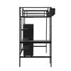 A black metal loft bed with a desk and shelves underneath, shown against a white background. Podgląd zdjęcia produktu