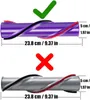 Two vacuum cleaner brush rolls are shown, one purple and one silver, with dimensions and checkmarks/crosses indicating compatibility. Produktbild-Vorschau
