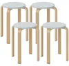 Set aus 4 stapelbaren runden Hockern aus grauem Holz, ? 40 Produktbild-Vorschau 1