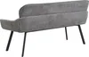 A back view of a gray upholstered bench with black legs against a white background. Produktbild-Vorschau