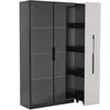 A product shot of a tall cabinet with glass doors and a side compartment. Podgląd zdjęcia produktu
