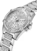 A silver Guess watch with crystal embellishments on a white background. Náhled obrázku produktu