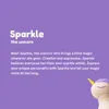 A purple background with text describing a unicorn character named Sparkle and a partial illustration of a unicorn's head. Anteprima dell’immagine prodotto