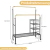 A diagram showing the dimensions of a rolling garment rack. Anteprima dell’immagine prodotto