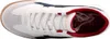 Top-down view of a white sneaker with red and blue accents. Produktbild-Vorschau