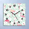 Wanduhr Echt-Glas-Küchenuhr Flamingo rosa grün Quarz 30x30 Produktbild-Vorschau 1