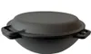 A black cast iron pot with a lid, shown from a side angle on a white background. Produktbild-Vorschau