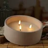 LED Kerze mit Timer dreiflammig 20x8cm Wachs Beton Weiß / Produktbild-Vorschau 7