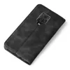 A black flip case for a smartphone is shown from a diagonal top-down view against a white background. Produktbild-Vorschau