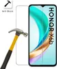 A smartphone screen protector is shown with a hammer about to strike it, implying its durability. The phone model 'HONOR X6b' is visible on the screen. Produktbild-Vorschau