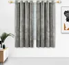 A room interior with a window covered by gray curtains, a plant on a cabinet, and a framed artwork on the wall. Produktbild-Vorschau