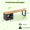 A diagram showing the dimensions of a garden bench with a built-in cat house. Voir les images du produit