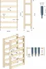 Diagrams and measurements of a wooden wine rack. Náhled obrázku produktu