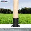 A wooden post is secured to a concrete base with a black metal post holder. Produktbild-Vorschau