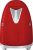 A red Smeg electric kettle is shown from the front against a white background. Produktbild-Vorschau