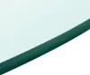 A close-up view of the edge of a round glass tabletop, showing the thickness and the green tint of the glass. Produktbild-Vorschau