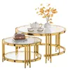 STILVORA Runden Couchtisch Set Gold, Beistelltisch Set Produktbild-Vorschau 10
