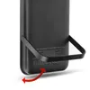 Close-up of the bottom part of a black power bank, showing a kickstand extended and some text and branding. Podgląd zdjęcia produktu