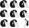 Multiple instances of a black strap with a white plastic clip, arranged in a grid. Produktbild-Vorschau