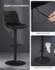 A collage of images showcasing a black bar stool, its features, and how it is used. Produktbild-Vorschau