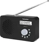 A black TechniSat VIOLA 200 portable DAB+ radio with its antenna extended, shown against a white background. Produktbild-Vorschau