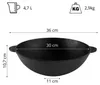 Gusseisen Wok 30 cm Asia Wokpfanne 4,7L Schmortopf Produktbild-Vorschau 9