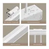 A collage of four close-up images showcasing different features of a white lighting fixture. Produktbild-Vorschau