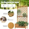 A wooden planter box with a trellis, adorned with hanging plants and surrounded by greenery. Náhľad obrázku produktu