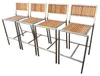 ALEOS. 4 Stück Edelstahl TEAK Barhocker Barsessel Produktbild-Vorschau 1