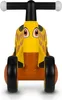 Front view of a yellow toy ride-on giraffe with black handlebars and wheels. Anteprima dell’immagine prodotto
